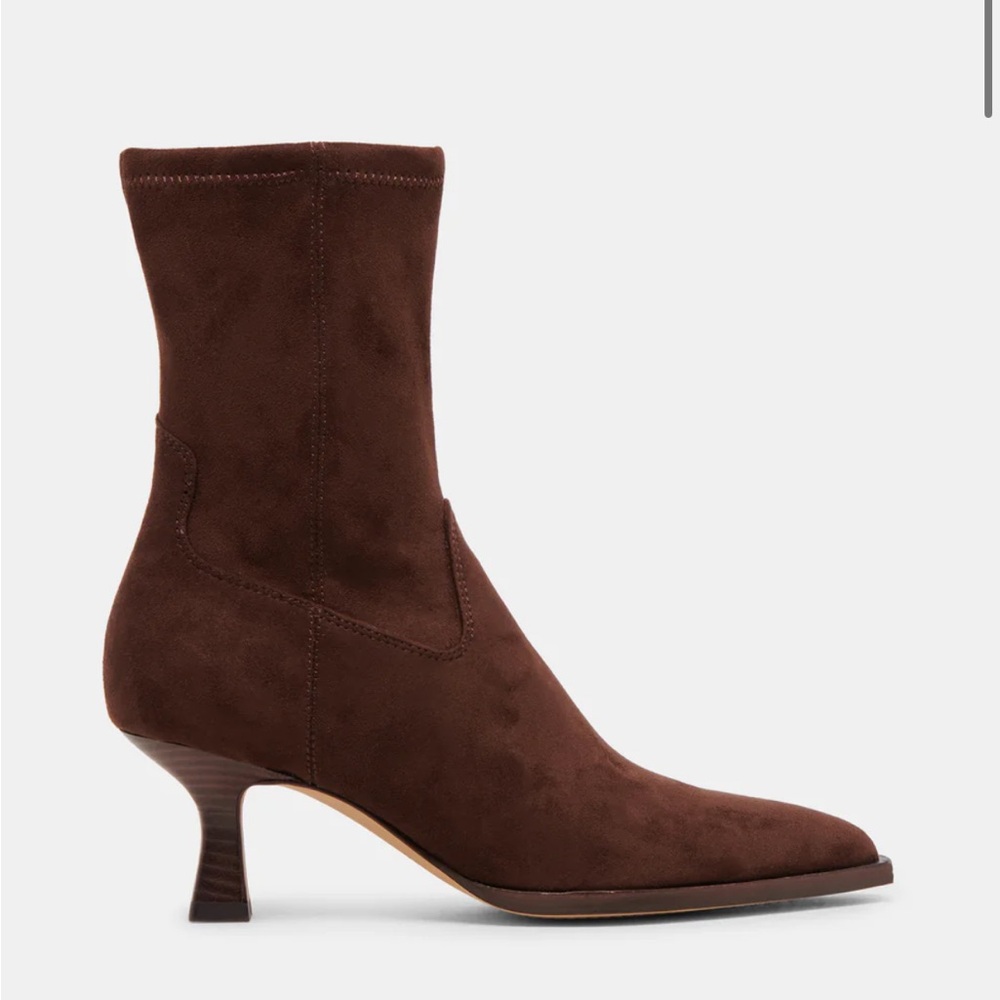 Dolce Vita Brown Heeled Boots with Curved Kitten Heel